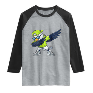 Cool Dabbing Hawk Sports Graphic Raglan Shirt Neon Green Game Day Fan
