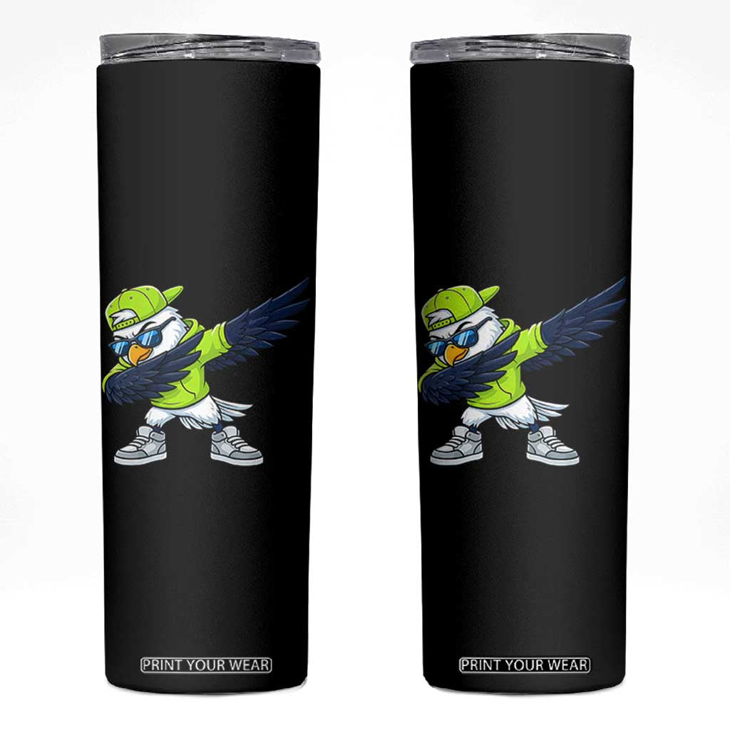 Cool Dabbing Hawk Sports Graphic Skinny Tumbler Neon Green Game Day Fan TS02 Black Print Your Wear