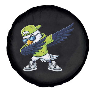 Cool Dabbing Hawk Sports Graphic Spare Tire Cover Neon Green Game Day Fan