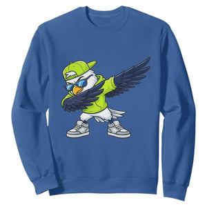 Cool Dabbing Hawk Sports Graphic Sweatshirt Neon Green Game Day Fan