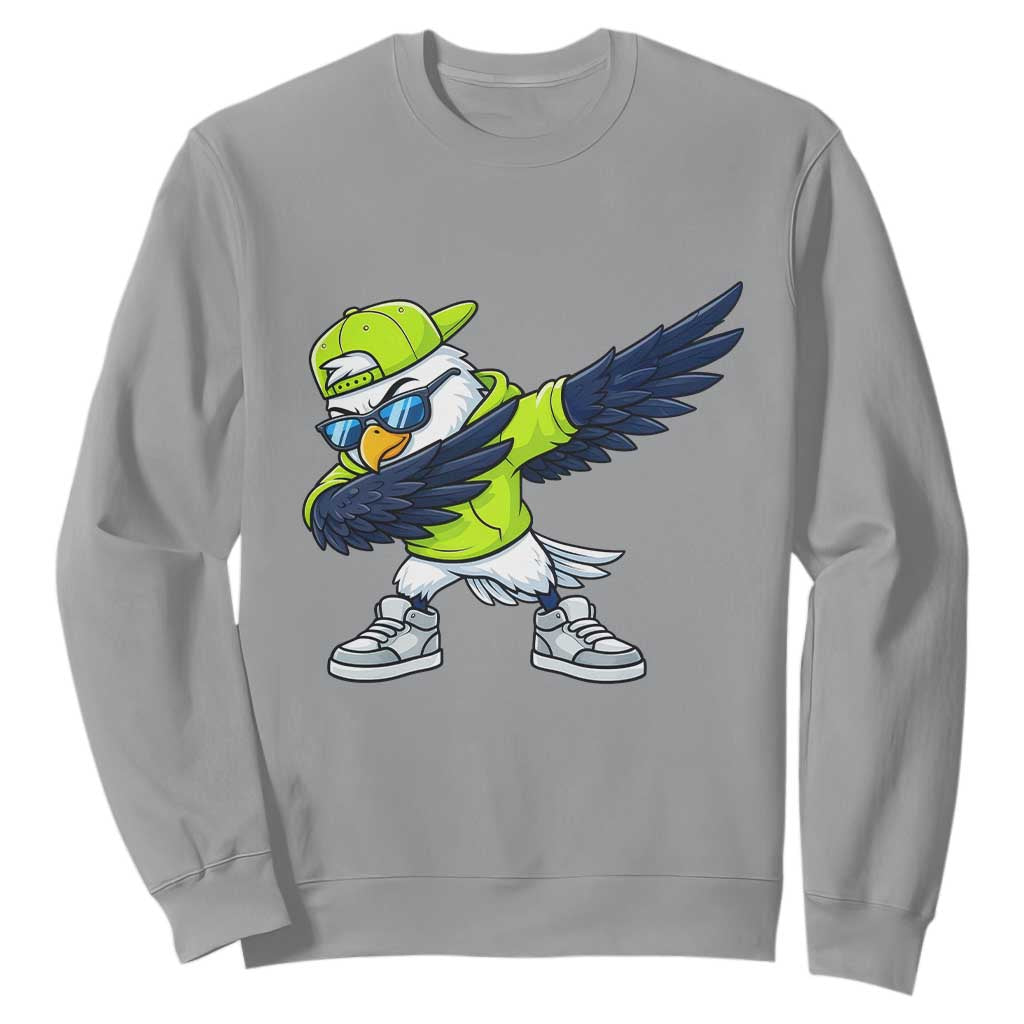 Cool Dabbing Hawk Sports Graphic Sweatshirt Neon Green Game Day Fan