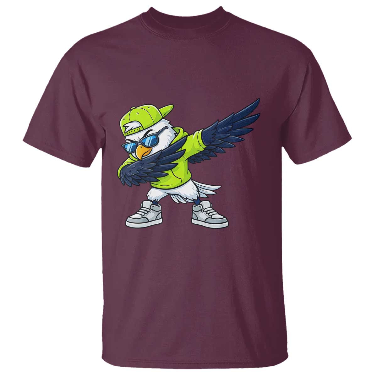 Cool Dabbing Hawk Sports Graphic T Shirt Neon Green Game Day Fan
