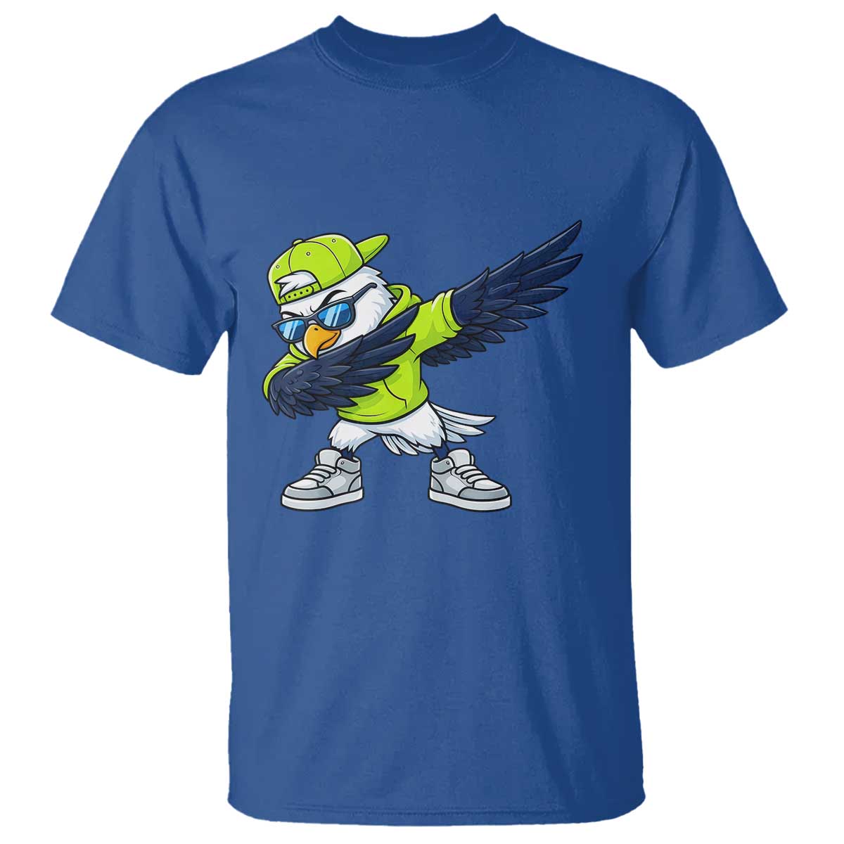 Cool Dabbing Hawk Sports Graphic T Shirt Neon Green Game Day Fan
