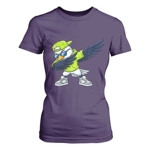 Cool Dabbing Hawk Sports Graphic T Shirt For Women Neon Green Game Day Fan