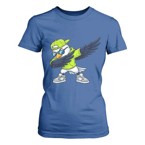 Cool Dabbing Hawk Sports Graphic T Shirt For Women Neon Green Game Day Fan