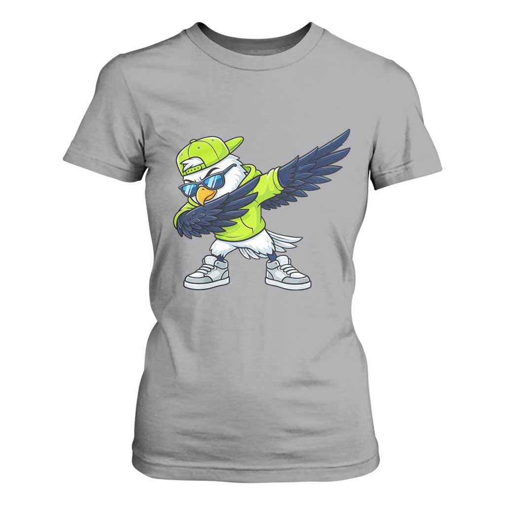 Cool Dabbing Hawk Sports Graphic T Shirt For Women Neon Green Game Day Fan