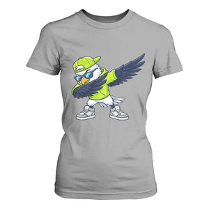 Cool Dabbing Hawk Sports Graphic T Shirt For Women Neon Green Game Day Fan