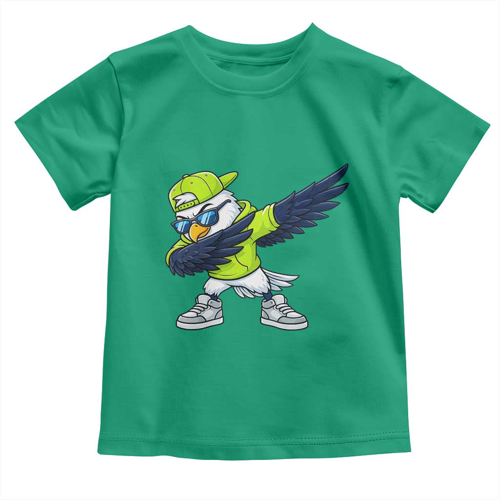 Cool Dabbing Hawk Sports Graphic Toddler T Shirt Neon Green Game Day Fan