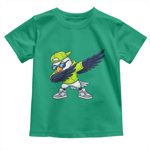 Cool Dabbing Hawk Sports Graphic Toddler T Shirt Neon Green Game Day Fan