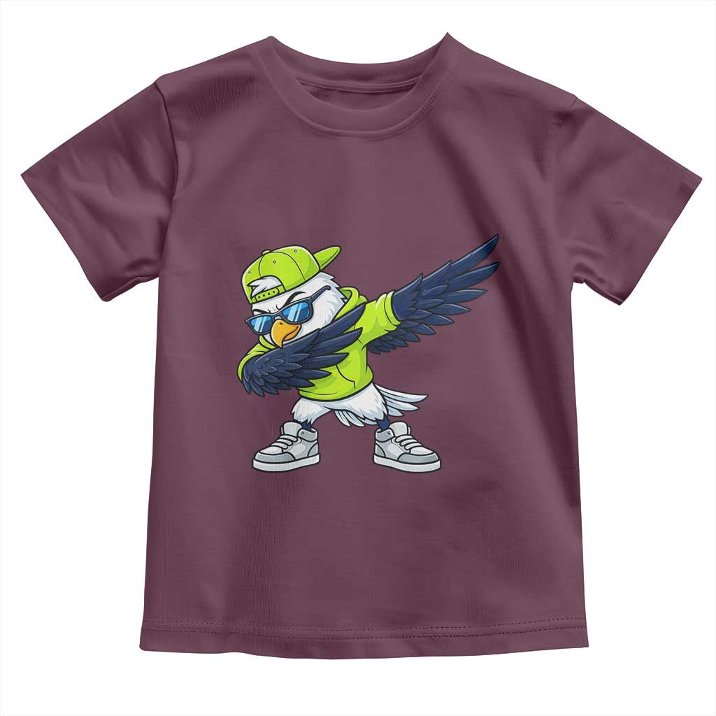 Cool Dabbing Hawk Sports Graphic Toddler T Shirt Neon Green Game Day Fan