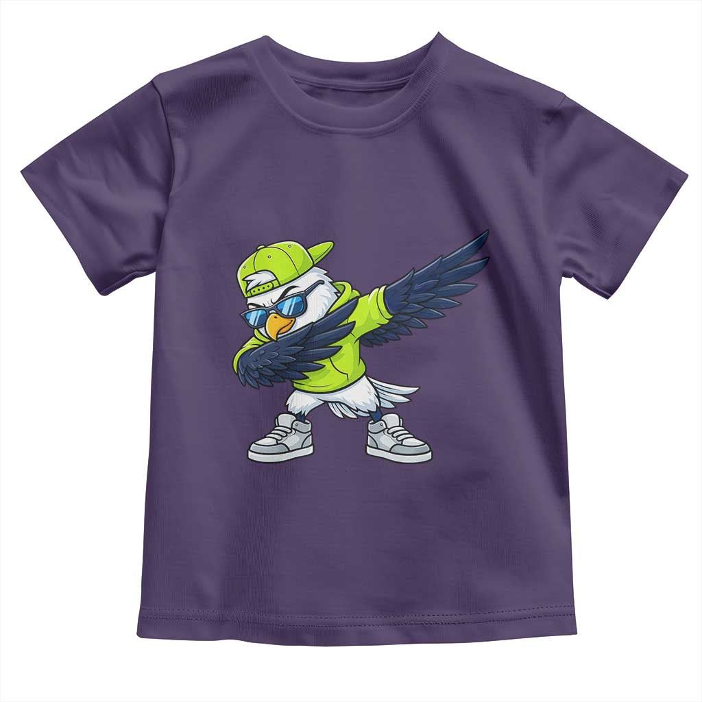 Cool Dabbing Hawk Sports Graphic Toddler T Shirt Neon Green Game Day Fan