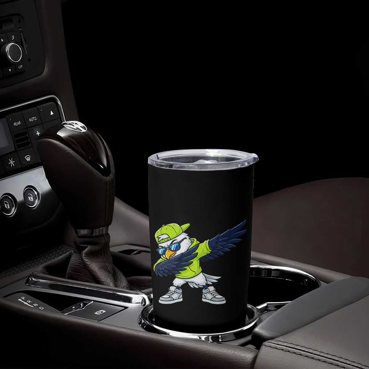 Cool Dabbing Hawk Sports Graphic Tumbler Cup Neon Green Game Day Fan
