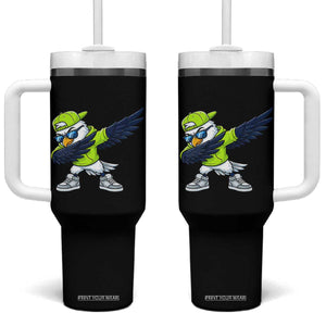 Cool Dabbing Hawk Sports Graphic Tumbler With Handle Neon Green Game Day Fan