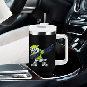 Cool Dabbing Hawk Sports Graphic Tumbler With Handle Neon Green Game Day Fan