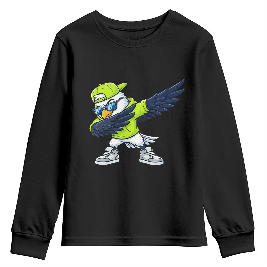 Cool Dabbing Hawk Sports Graphic Youth Sweatshirt Neon Green Game Day Fan TS02 Black Print Your Wear