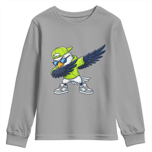 Cool Dabbing Hawk Sports Graphic Youth Sweatshirt Neon Green Game Day Fan