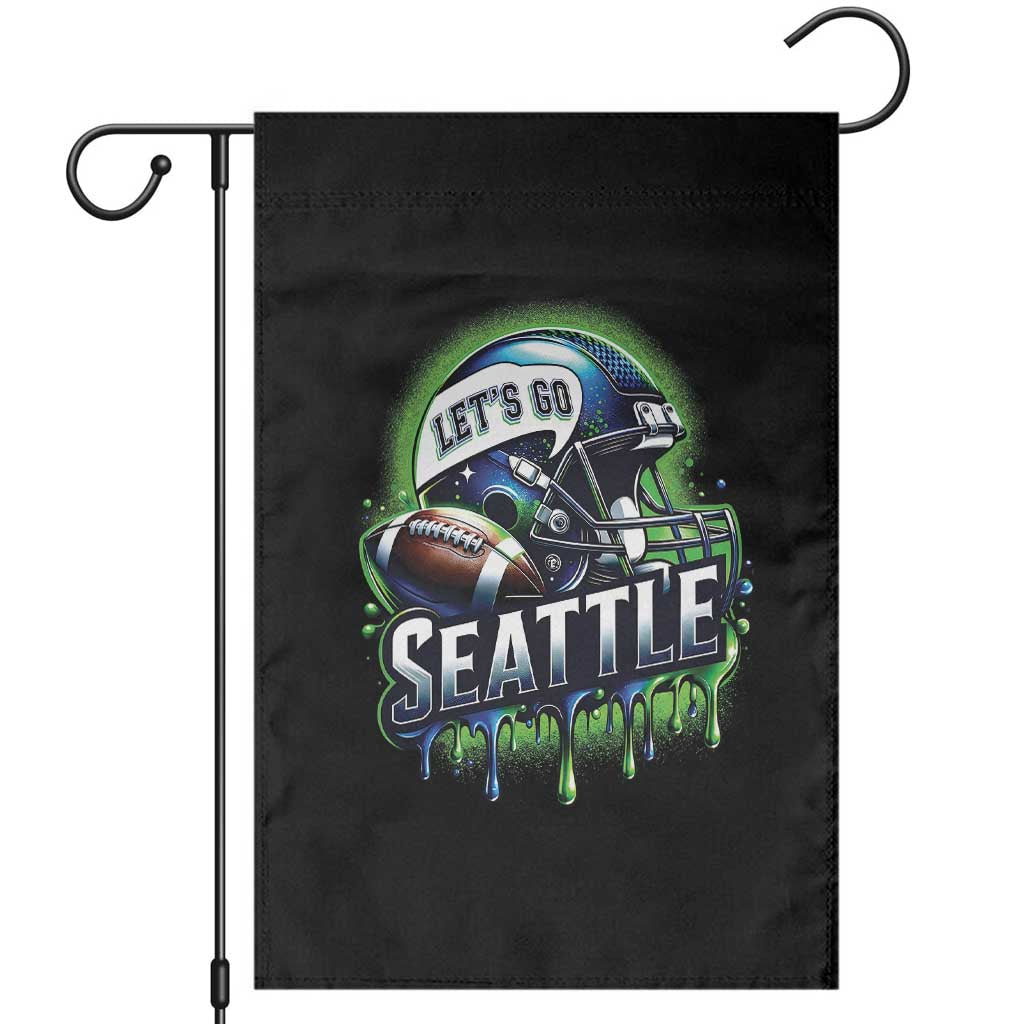 Lets Go Seattle Athletic Helmet Dripping Style Graphic Garden Flag Game Day Sports Fan TS02 Black Print Your Wear