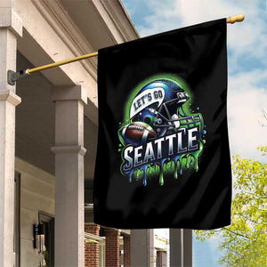 Lets Go Seattle Athletic Helmet Dripping Style Graphic Garden Flag Game Day Sports Fan