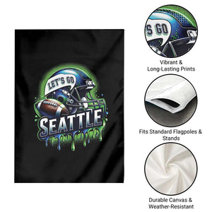 Lets Go Seattle Athletic Helmet Dripping Style Graphic Garden Flag Game Day Sports Fan