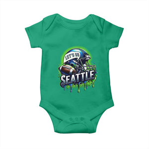 Lets Go Seattle Athletic Helmet Dripping Style Graphic Baby Onesie Game Day Sports Fan