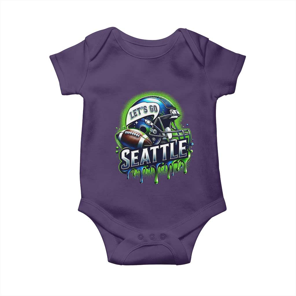 Lets Go Seattle Athletic Helmet Dripping Style Graphic Baby Onesie Game Day Sports Fan