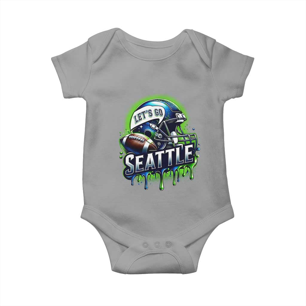 Lets Go Seattle Athletic Helmet Dripping Style Graphic Baby Onesie Game Day Sports Fan