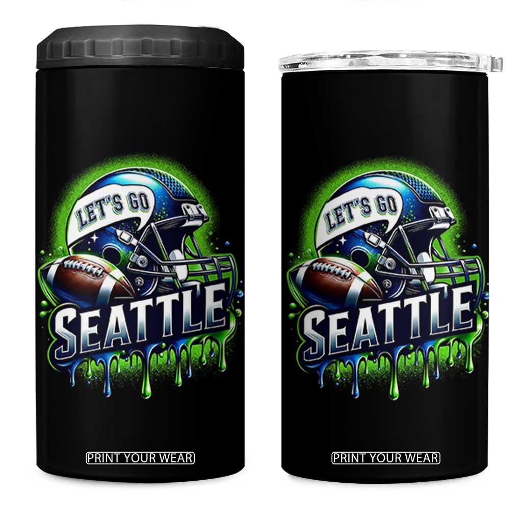 Lets Go Seattle Athletic Helmet Dripping Style Graphic 4 in 1 Can Cooler Tumbler Game Day Sports Fan TS02 One Size: 16 oz Black Print Your Wear