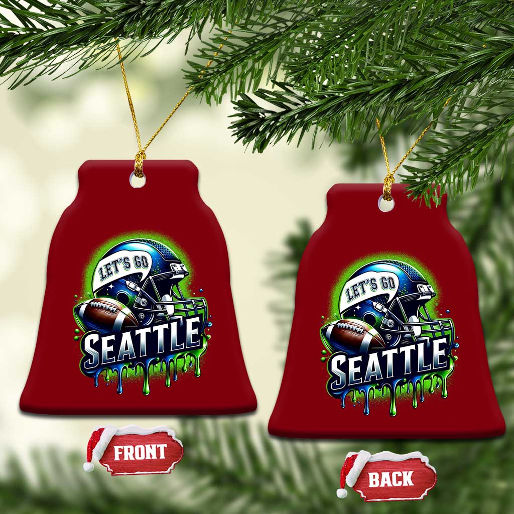 Lets Go Seattle Athletic Helmet Dripping Style Graphic Ceramic Ornament Game Day Sports Fan