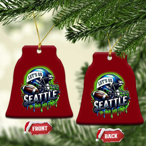 Lets Go Seattle Athletic Helmet Dripping Style Graphic Ceramic Ornament Game Day Sports Fan