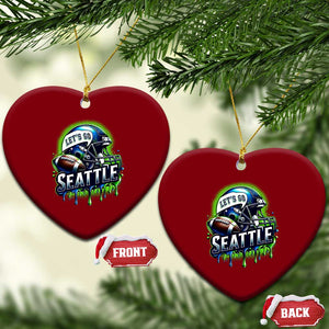 Lets Go Seattle Athletic Helmet Dripping Style Graphic Ceramic Ornament Game Day Sports Fan