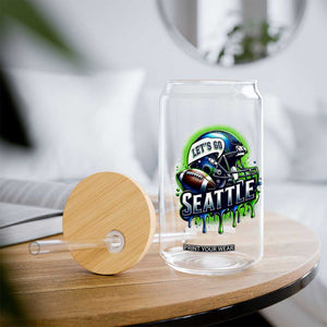 Lets Go Seattle Athletic Helmet Dripping Style Graphic Glass Can Game Day Sports Fan