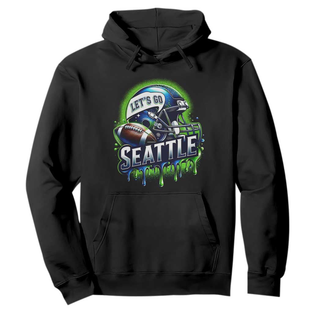 Lets Go Seattle Athletic Helmet Dripping Style Graphic Hoodie Game Day Sports Fan TS02 Black Print Your Wear