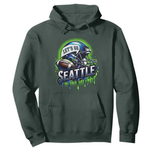 Lets Go Seattle Athletic Helmet Dripping Style Graphic Hoodie Game Day Sports Fan