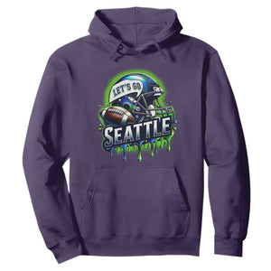 Lets Go Seattle Athletic Helmet Dripping Style Graphic Hoodie Game Day Sports Fan
