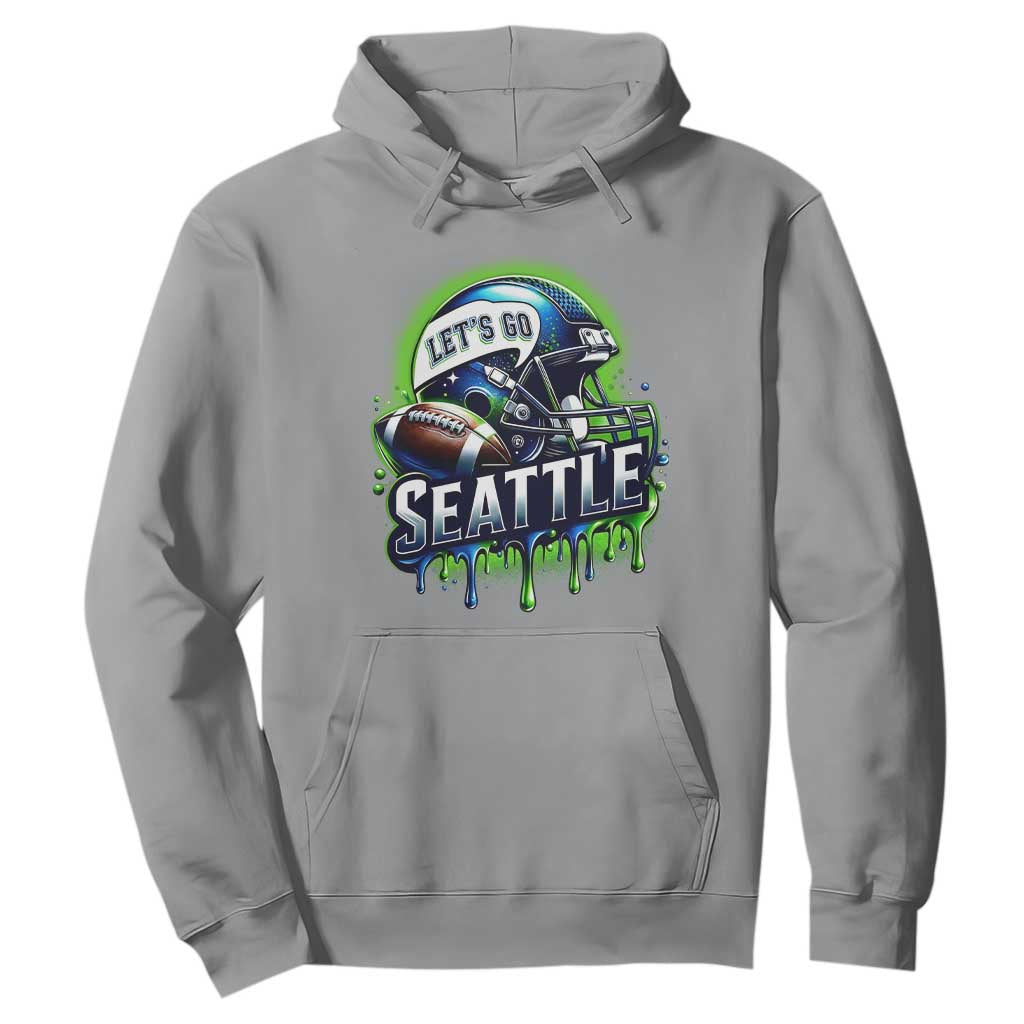 Lets Go Seattle Athletic Helmet Dripping Style Graphic Hoodie Game Day Sports Fan