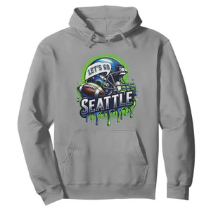 Lets Go Seattle Athletic Helmet Dripping Style Graphic Hoodie Game Day Sports Fan