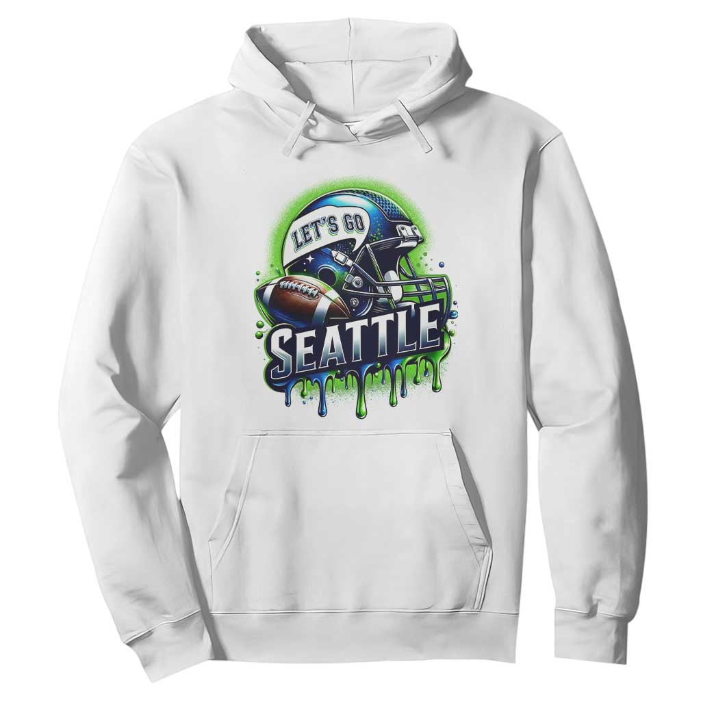Lets Go Seattle Athletic Helmet Dripping Style Graphic Hoodie Game Day Sports Fan