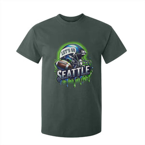 Lets Go Seattle Athletic Helmet Dripping Style Graphic T Shirt For Kid Game Day Sports Fan