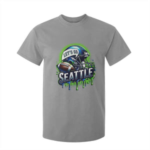 Lets Go Seattle Athletic Helmet Dripping Style Graphic T Shirt For Kid Game Day Sports Fan
