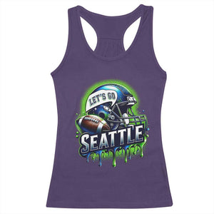Lets Go Seattle Athletic Helmet Dripping Style Graphic Racerback Tank Top Game Day Sports Fan