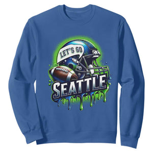 Lets Go Seattle Athletic Helmet Dripping Style Graphic Sweatshirt Game Day Sports Fan