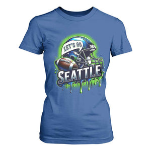 Lets Go Seattle Athletic Helmet Dripping Style Graphic T Shirt For Women Game Day Sports Fan