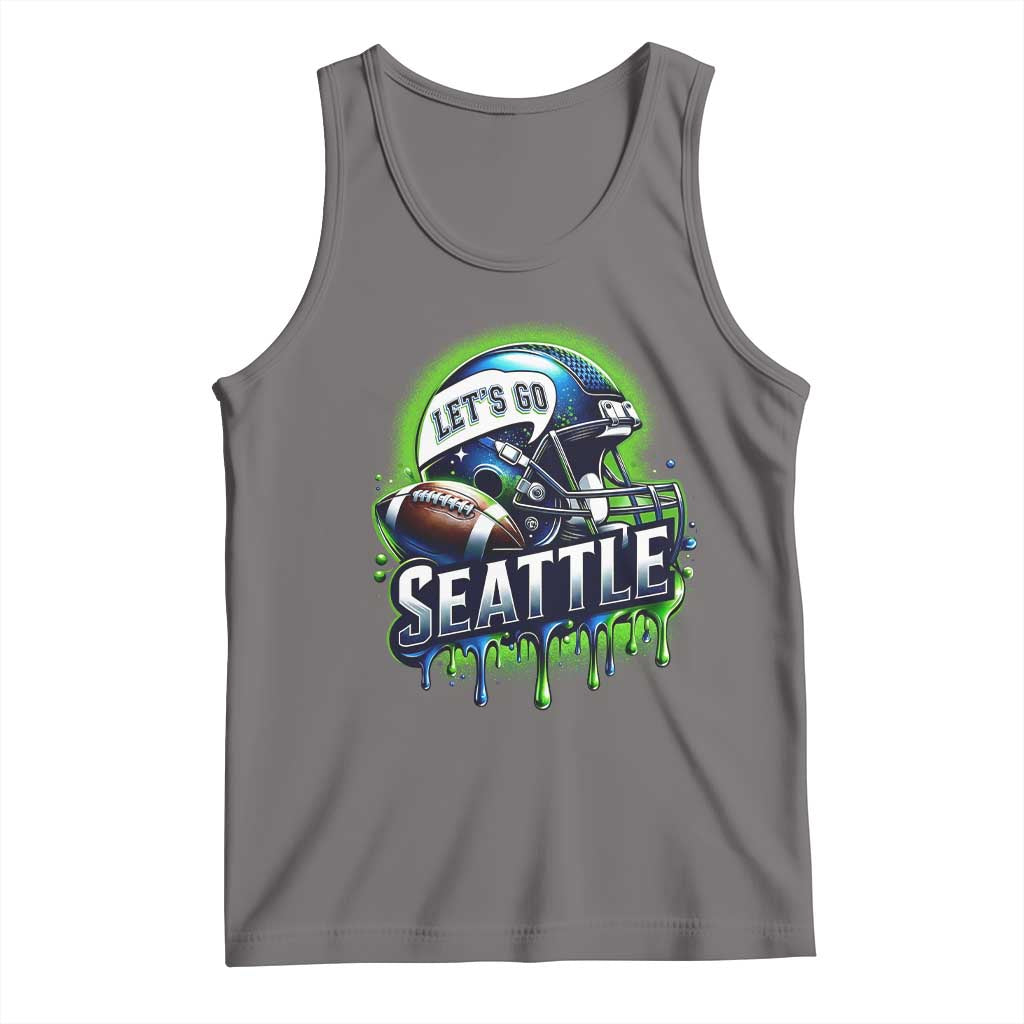 Lets Go Seattle Athletic Helmet Dripping Style Graphic Tank Top Game Day Sports Fan