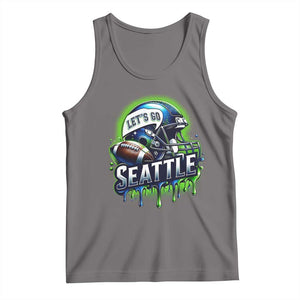 Lets Go Seattle Athletic Helmet Dripping Style Graphic Tank Top Game Day Sports Fan