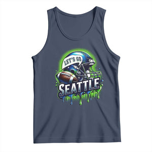 Lets Go Seattle Athletic Helmet Dripping Style Graphic Tank Top Game Day Sports Fan