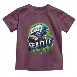 Lets Go Seattle Athletic Helmet Dripping Style Graphic Toddler T Shirt Game Day Sports Fan