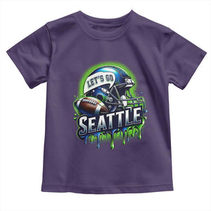 Lets Go Seattle Athletic Helmet Dripping Style Graphic Toddler T Shirt Game Day Sports Fan