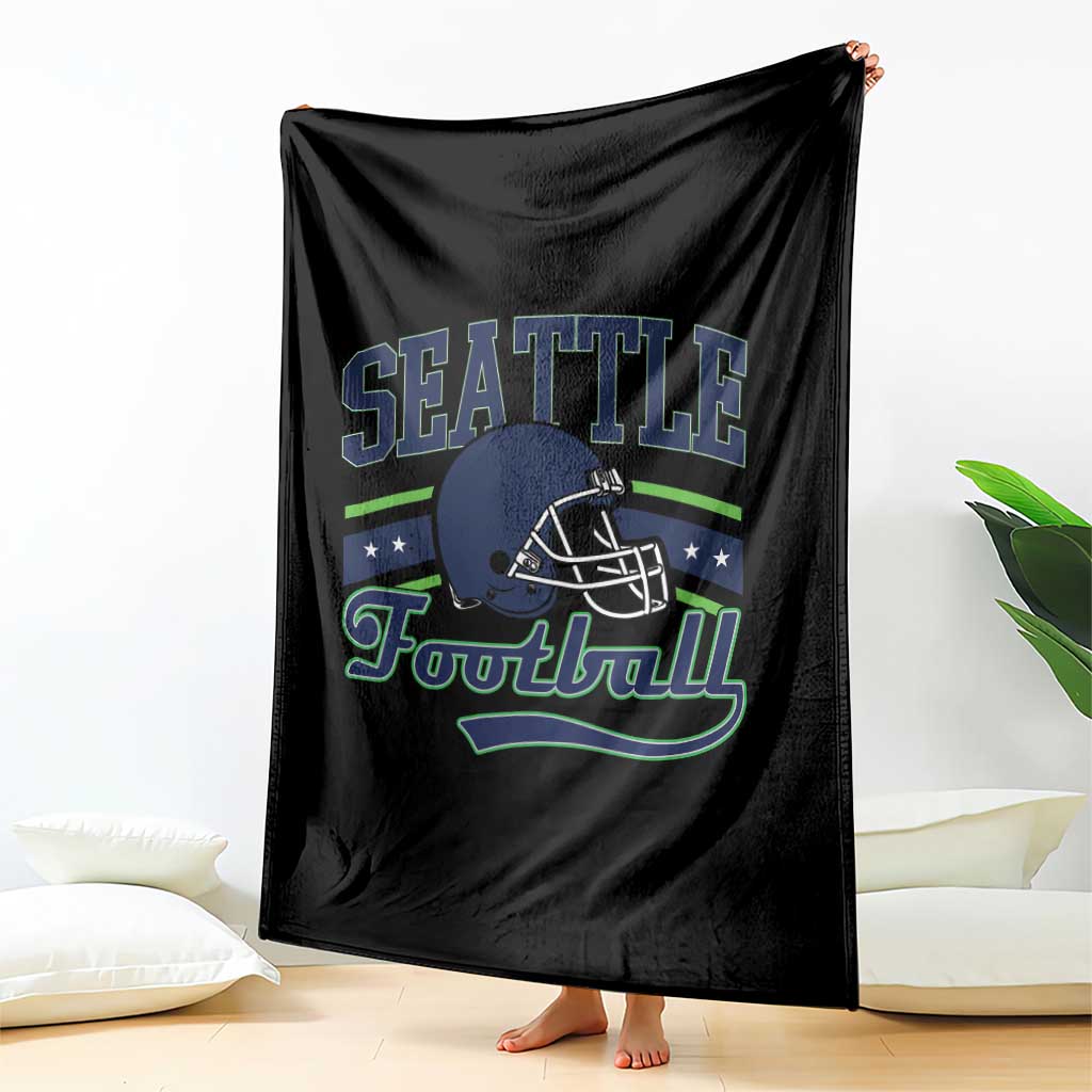 Classic Seattle Athletic Helmet Graphic Throw Blanket Vintage Game Day Sports Fan