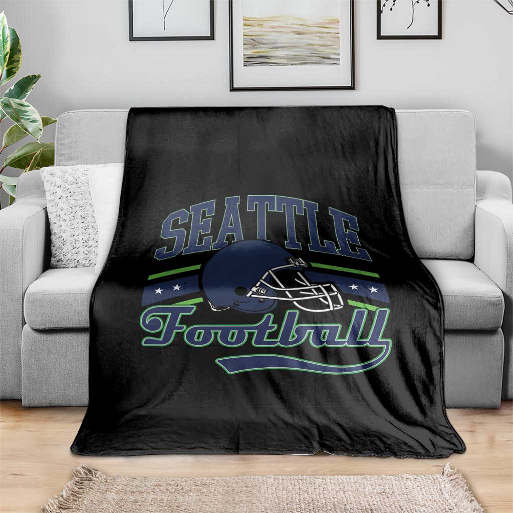 Classic Seattle Athletic Helmet Graphic Throw Blanket Vintage Game Day Sports Fan