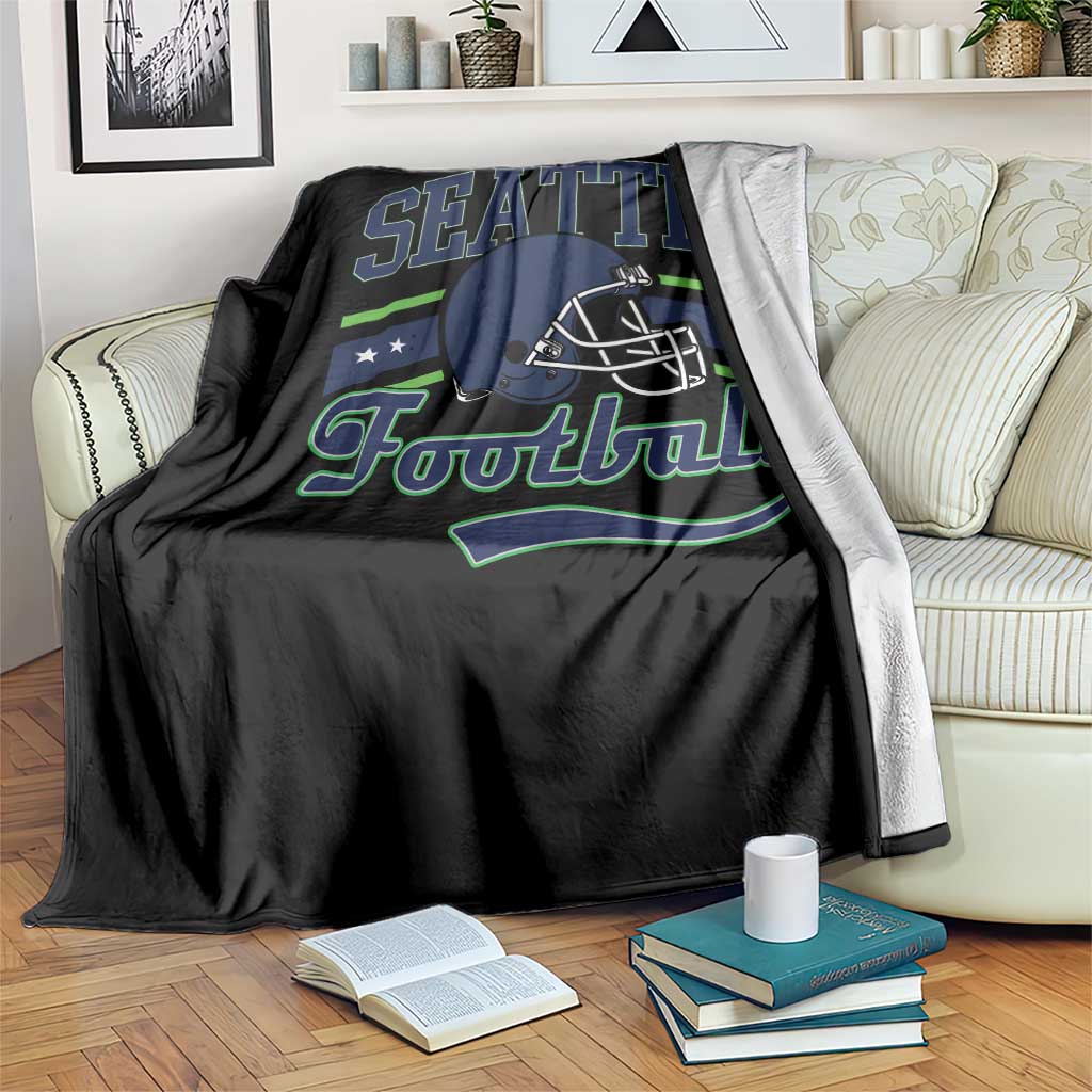 Classic Seattle Athletic Helmet Graphic Throw Blanket Vintage Game Day Sports Fan